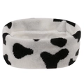 Close-up of soft cow print knitted headband for washing face or makeup routine - Cow Print Headband