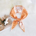 Narrow silk ribbon scarf in bright orange and white with smile face patterns - Smiley Orange