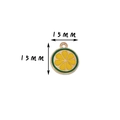Lemon fruit charm pendant in yellow enamel and green rim finish measuring 15mm x 15mm - 8# Tangerine