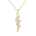 Sparkling gold lightning bolt necklace with micro-paved white zircon on a delicate chain - Lightning Design (Style 1)