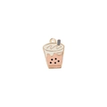 Pendentif bubble tea rose avec cadre en métal doré et mousse de lait blanche - 13# Thé au lait perlé