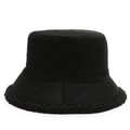 Cappello da pescatore nero invernale con bordo in caldo pile sherpa e tessuto in twill - Nero