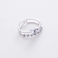 Detail of silver crown ring with purple heart crystal and micro-pave cubic zirconia - 22#12962B (Silver)