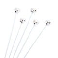 Pack of five silver heart-shaped cake toppers with polished finish on white sticks - Mini Silver Heart - 5 Pack