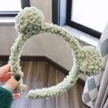 Cute mint green plush fleece headband with bear ears and soft lamb wool texture - Green Bear Ears