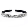 Vintage silver crystal headband with black frame and sparkling rhinestones for women - Silver Rhinestone