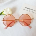 Occhiali da sole rotondi retro per bambini con lenti rosa e sottile montatura dorata - Rosa