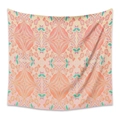 Tapisserie murale bohème mandala aux motifs floraux symétriques roses, oranges et turquoise - 73X95CM / Tissu Brossé / LT178-12 (Rose-Orange-Cyan)