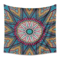Bohemian mandala tapestry in teal and magenta hues for aesthetic wall decor - 73X95CM / Brushed Fabric / LT178-3 (Blue-Rose)