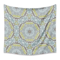 Tapisserie mandala bleu et jaune avec motifs géométriques bohèmes pour décoration - 73X95CM / Tissu Brossé / LT178-15 (Bleu-Gris)