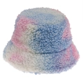 Gedetailleerde textuur van tie-dye sherpa fleece stof op een dikke winterhoed - Tie Dye Blauw