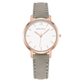 Montre minimaliste pour femme en or rose avec cadran blanc et bracelet gris - Boîtier Or Rose Bracelet Gris