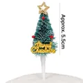 Mini sapin de Noël décoratif pour gâteau avec étoile dorée et texte Merry Christmas - Petit Sapin de Noël / Environ 5,5 cm