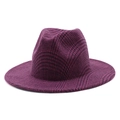 Close-up of classic purple and black plaid wool texture on wide brim fedora hat - M (56-58cm) / Dark Purple