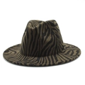 Classic British style wool fedora hat with green and black zebra pattern animal print - Army Green