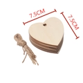 Stack of heart-shaped wooden gift tags measuring 7.5cm with natural jute twine set - Heart