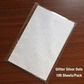 Detailed view of white tissue paper with silver glitter dots and 100 sheets packaging - Glitter Silver Dot (100 Sheets/Pack)