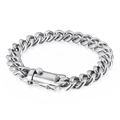 Classic silver stainless steel Cuban link bracelet with secure box clasp for men - Steel Color Bracelet (KB135947-Z)