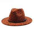 Klassischer Fedora-Filzhut mit Leopardenmuster und schwarzem Lederband für den Winter - M (56-58cm) / Burgunderrot