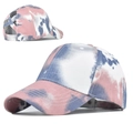 Damen Tie-Dye Sonnenblende Baumwollkappe mit Pferdeschwanz-Design in Pink und Blau-Verlauf - Hellviolett