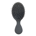 Mini spazzola per capelli portatile in setole di cinghiale con perni in nylon e manico - Nero