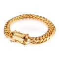 Men's bold gold-tone stainless steel curb chain bracelet with square box clasp closure - Gold Bracelet (KB135948-Z)