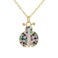 Squisita collana a coccinella in oro con pietre di zircone colorate su sfondo bianco - Base Oro Zirconia Colorata (款式2)