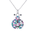 Collana coccinella colorata con zirconi scintillanti su una catena d'argento - Base Argento Zirconia Colorata (款式1)