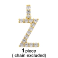 Détail du pendentif lettre Z plaqué or avec strass étincelants, vendu à l'unité - Pendentif Lettre Z (Sans Chaîne)