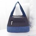 Zweifarbige Lunchtasche in Dunkelgrau und Marineblau mit Reißverschlussfach und stabilen Griffe - Schwarz