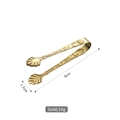 Gold stainless steel sugar tongs with embossed rose pattern, length 9cm, weight 10g - Gold