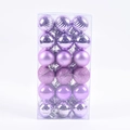 Close-up of 36 purple Christmas balls with glitter and matte textures in a cylinder - 36Pcs/4cm / Light Purple