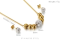 Parure en acier inoxydable doré avec perles en argile zircon blanc et petites boules - Ensemble de Grosse Boule en Strass Doré avec Petite Boule Polie (KS69982-Z)