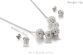 Parure bijoux en acier inoxydable avec perles en zircon blanc collier et boucles d'oreilles - Ensemble de Deux Boules en Strass Dégradé Couleur Acier (KS135294-Z)