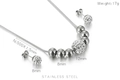 Parure en acier inoxydable avec collier à boule en zircon blanc et boucles d'oreilles - Ensemble de Boule en Strass et Métal Couleur Acier (KS135295-Z)