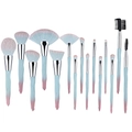 15-piece professional makeup brush set with gradient blue-pink handles and synthetic fiber bristles - 15 Pieces / Pale Blue