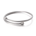 Bracciale rigido aperto moderno in acciaio inossidabile intrecciato color argento - Stile Cavo Intrecciato Argento (KB111941-K)