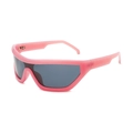 Pink oversized one-piece cycling sunglasses with dark grey lenses and futuristic frame - Pink Frame Grey Lens