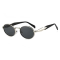 Lunettes de soleil ovales rétro avec monture fine en métal et verres teintés sombres - Monture Argent Verres Gris