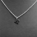 Minimalist stainless steel necklace featuring a polished silver letter R pendant - Steel R