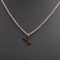 Close-up of a rose gold stainless steel letter Y pendant on a delicate chain necklace - Rose Gold Y