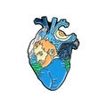 Artistic enamel heart brooch featuring Van Gogh portrait and Starry Night design - Van Gogh Starry Night Heart