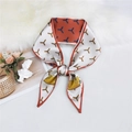 Elegant ivory twilly scarf with orange border and geometric patterns for decoration - Orange Y-Geometric Pattern