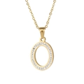 18k gold plated stainless steel O-letter pendant necklace with white crystals - Letter O / Gold