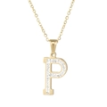 Minimalist 18k gold plated stainless steel necklace with sparkling diamond-set letter P - Letter P / Gold