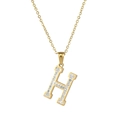 18k gold plated stainless steel necklace featuring a crystal-encrusted letter H pendant - Letter H / Gold