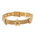 Bracciale a maglia dorata regolabile con ciondoli a luna e stella in acciaio inox - Oro (KB112809-K)