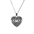 Detail of MOM heart pendant necklace with colorful micro-pave cubic zirconia stones - MOM1 Heart O-Chain / Silver