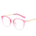 Retro ronde metalen bril met roze gradiënt montuur en gouden uitgesneden pootjes - Gouden Frame Roze Verloop