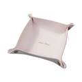 Pink Nordic leather tray with gold metal buckles for jewelry and key storage - Pink